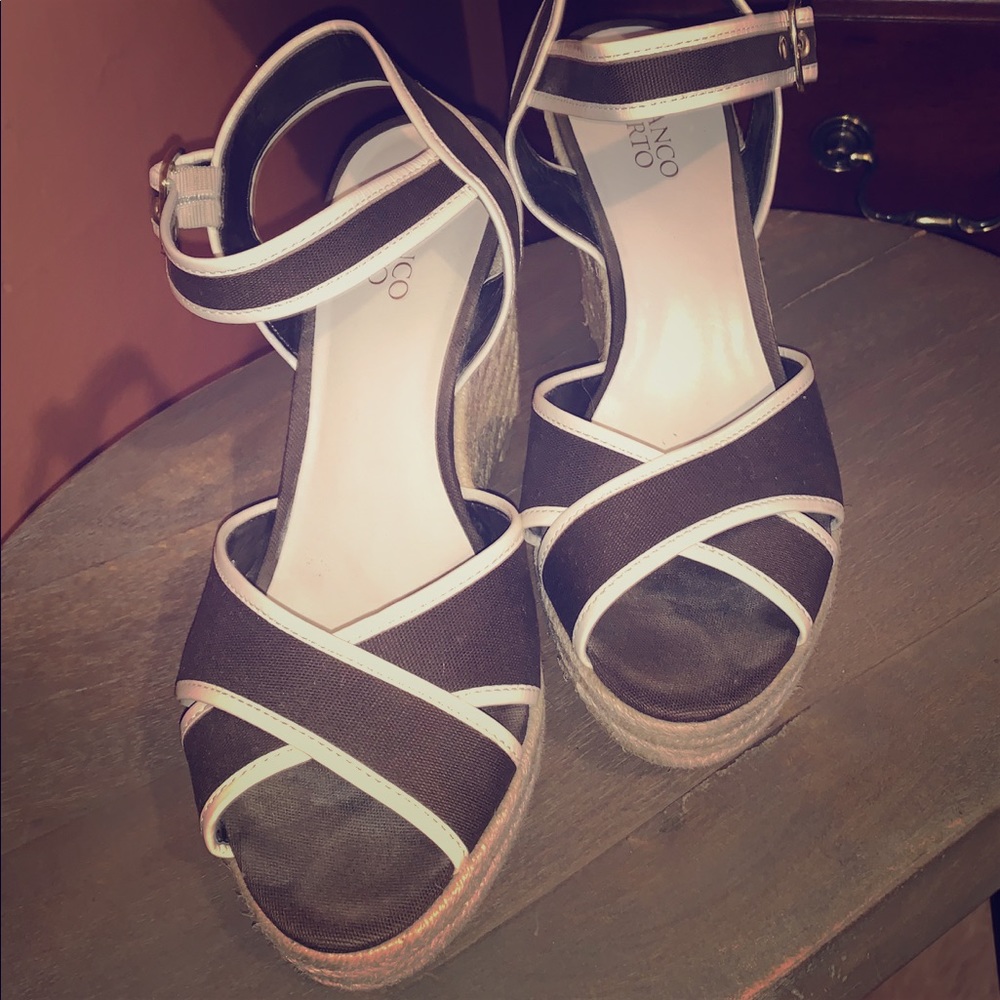 Brown & white classic Wedges